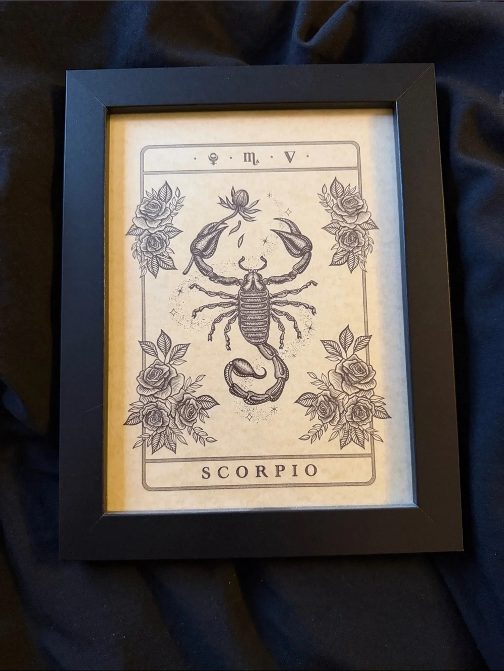Scorpio Zodiac Wall Art Print in Black Frame 7x9